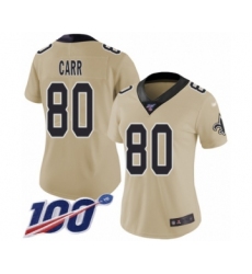 Women's New Orleans Saints #80 Austin Carr Limited Gold Inverted Legend 100th Season Football Jersey