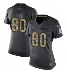 Women's Nike New Orleans Saints #80 Austin Carr Limited Black 2016 Salute to Service NFL Jersey
