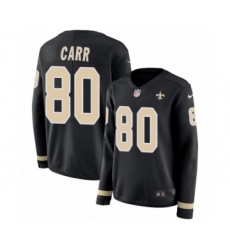 Women's Nike New Orleans Saints #80 Austin Carr Limited Black Therma Long Sleeve NFL Jersey