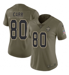 Women's Nike New Orleans Saints #80 Austin Carr Limited Olive 2017 Salute to Service NFL Jersey