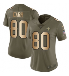 Women's Nike New Orleans Saints #80 Austin Carr Limited Olive Gold 2017 Salute to Service NFL Jersey