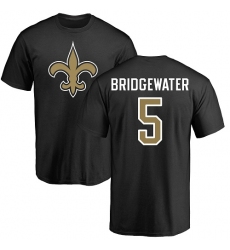NFL Nike New Orleans Saints #5 Teddy Bridgewater Black Name & Number Logo T-Shirt