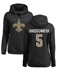 NFL Women's Nike New Orleans Saints #5 Teddy Bridgewater Black Name & Number Logo Pullover Hoodie