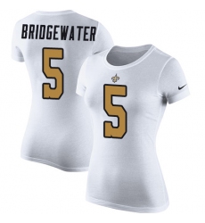 NFL Women's Nike New Orleans Saints #5 Teddy Bridgewater White Rush Pride Name & Number T-Shirt