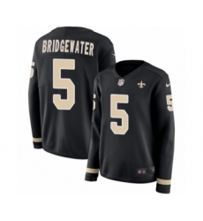 Women's Nike New Orleans Saints #5 Teddy Bridgewater Limited Black Therma Long Sleeve NFL Jersey