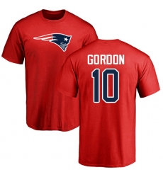 NFL Nike New England Patriots #10 Josh Gordon Red Name & Number Logo T-Shirt