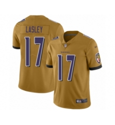 Men's Baltimore Ravens #17 Jordan Lasley Limited Gold Inverted Legend Football Jersey