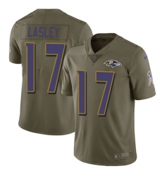 Men's Nike Baltimore Ravens #17 Jordan Lasley Limited Olive 2017 Salute to Service NFL Jersey