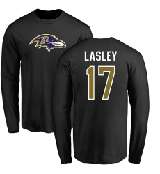 NFL Nike Baltimore Ravens #17 Jordan Lasley Black Name & Number Logo Long Sleeve T-Shirt