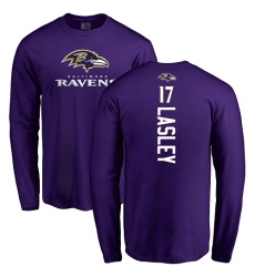 NFL Nike Baltimore Ravens #17 Jordan Lasley Purple Backer Long Sleeve T-Shirt