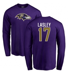 NFL Nike Baltimore Ravens #17 Jordan Lasley Purple Name & Number Logo Long Sleeve T-Shirt