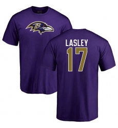 NFL Nike Baltimore Ravens #17 Jordan Lasley Purple Name & Number Logo T-Shirt