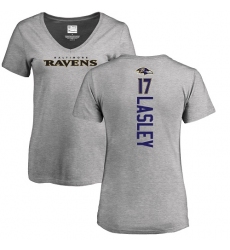 NFL Women's Nike Baltimore Ravens #17 Jordan Lasley Ash Backer V-Neck T-Shirt