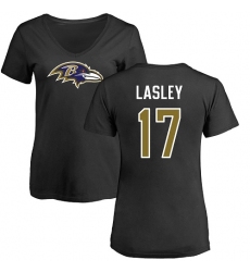 NFL Women's Nike Baltimore Ravens #17 Jordan Lasley Black Name & Number Logo T-Shirt