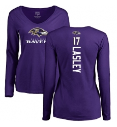 NFL Women's Nike Baltimore Ravens #17 Jordan Lasley Purple Backer Long Sleeve T-Shirt