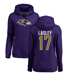 NFL Women's Nike Baltimore Ravens #17 Jordan Lasley Purple Name & Number Logo Pullover Hoodie