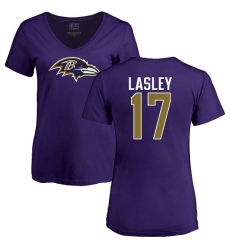 NFL Women's Nike Baltimore Ravens #17 Jordan Lasley Purple Name & Number Logo T-Shirt