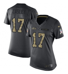 Women's Nike Baltimore Ravens #17 Jordan Lasley Limited Black 2016 Salute to Service NFL Jersey