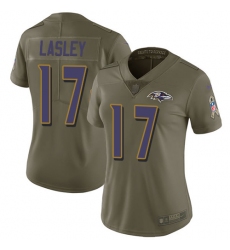 Women's Nike Baltimore Ravens #17 Jordan Lasley Limited Olive 2017 Salute to Service NFL Jersey