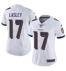 Women's Nike Baltimore Ravens #17 Jordan Lasley White Vapor Untouchable Limited Player NFL Jersey