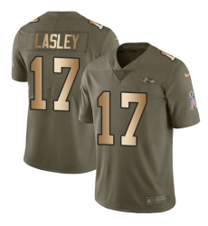 Youth Nike Baltimore Ravens #17 Jordan Lasley Limited Olive Gold Salute to Service NFL Jersey
