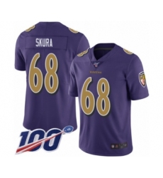 Men's Baltimore Ravens #68 Matt Skura Limited Purple Rush Vapor Untouchable 100th Season Football Jersey