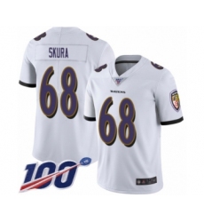 Men's Baltimore Ravens #68 Matt Skura White Vapor Untouchable Limited Player 100th Season Football Jersey
