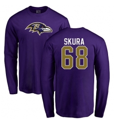 NFL Nike Baltimore Ravens #68 Matt Skura Purple Name & Number Logo Long Sleeve T-Shirt