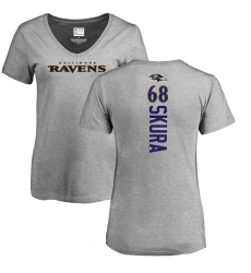 NFL Women's Nike Baltimore Ravens #68 Matt Skura Ash Backer V-Neck T-Shirt