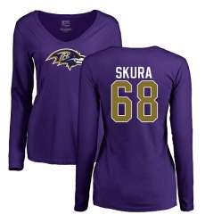 NFL Women's Nike Baltimore Ravens #68 Matt Skura Purple Name & Number Logo Long Sleeve T-Shirt
