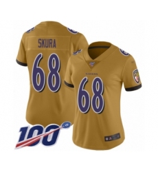 Women's Baltimore Ravens #68 Matt Skura Limited Gold Inverted Legend 100th Season Football Jersey
