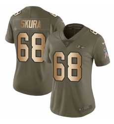 Women's Nike Baltimore Ravens #68 Matt Skura Limited Olive Gold Salute to Service NFL Jersey