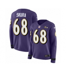 Women's Nike Baltimore Ravens #68 Matt Skura Limited Purple Therma Long Sleeve NFL Jersey