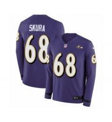 Youth Nike Baltimore Ravens #68 Matt Skura Limited Purple Therma Long Sleeve NFL Jersey