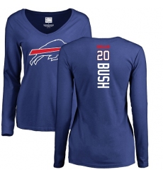 NFL Women's Nike Buffalo Bills #20 Rafael Bush Royal Blue Backer Long Sleeve T-Shirt