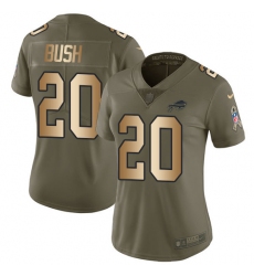 Women's Nike Buffalo Bills #20 Rafael Bush Limited Olive Gold 2017 Salute to Service NFL Jersey