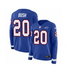 Women's Nike Buffalo Bills #20 Rafael Bush Limited Royal Blue Therma Long Sleeve NFL Jersey