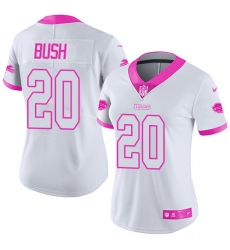 Women's Nike Buffalo Bills #20 Rafael Bush Limited White Pink Rush Fashion NFL Jersey