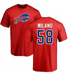 NFL Nike Buffalo Bills #58 Matt Milano Red Name & Number Logo T-Shirt