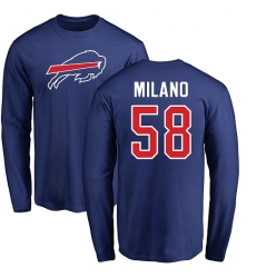 NFL Nike Buffalo Bills #58 Matt Milano Royal Blue Name & Number Logo Long Sleeve T-Shirt