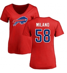 NFL Women's Nike Buffalo Bills #58 Matt Milano Red Name & Number Logo T-Shirt
