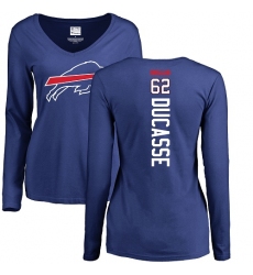 NFL Women's Nike Buffalo Bills #62 Vladimir Ducasse Royal Blue Backer Long Sleeve T-Shirt