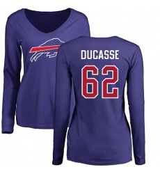 NFL Women's Nike Buffalo Bills #62 Vladimir Ducasse Royal Blue Name & Number Logo Long Sleeve T-Shirt