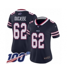 Women's Buffalo Bills #62 Vladimir Ducasse Limited Navy Blue Inverted Legend 100th Season Football Jersey
