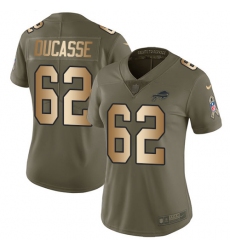 Women's Nike Buffalo Bills #62 Vladimir Ducasse Limited Olive Gold 2017 Salute to Service NFL Jersey