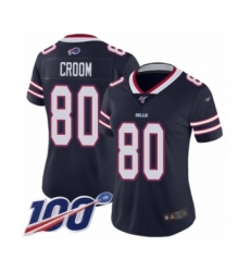 Women's Buffalo Bills #80 Jason Croom Limited Navy Blue Inverted Legend 100th Season Football Jersey