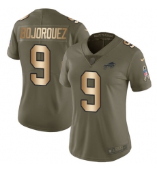 Women's Nike Buffalo Bills #9 Corey Bojorquez Limited Olive Gold 2017 Salute to Service NFL Jersey
