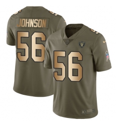 Men's Nike Oakland Raiders #56 Derrick Johnson Limited Olive Gold 2017 Salute to Service NFL Jersey
