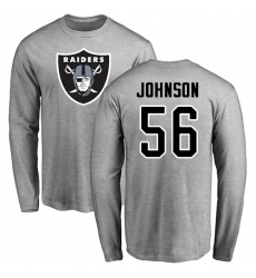 NFL Nike Oakland Raiders #56 Derrick Johnson Ash Name & Number Logo Long Sleeve T-Shirt