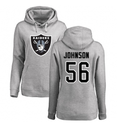 NFL Women's Nike Oakland Raiders #56 Derrick Johnson Ash Name & Number Logo Pullover Hoodie